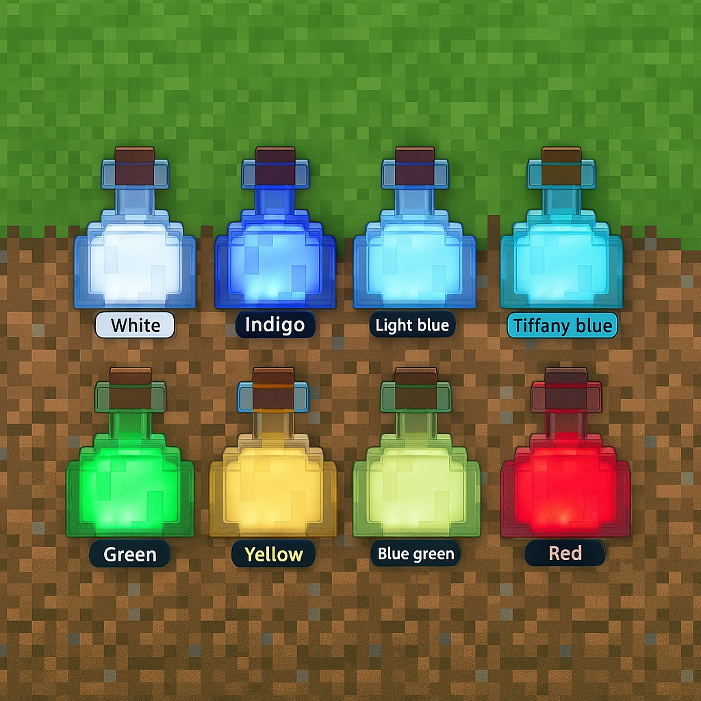Pixel Potion Glow – 8-Color LED Magic Bottle Lamp
