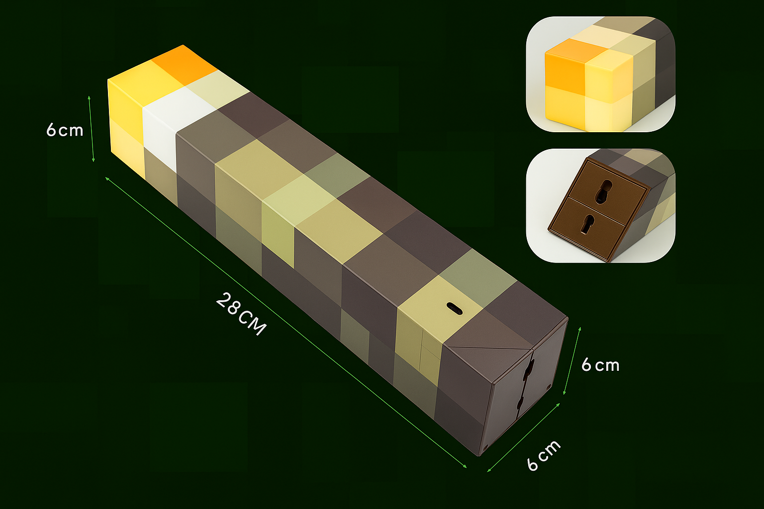 Pixel Torch Glow – 8-Color LED Voxel Lamp (USB Charging)