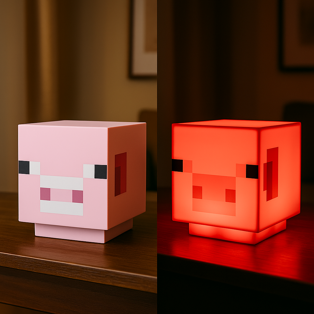 Pixel Pig Glow – Warm LED Voxel Lamp