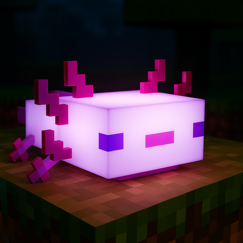 Pixel Axolotl Glow – lampa LED Voxel w kolorze delikatnego różu