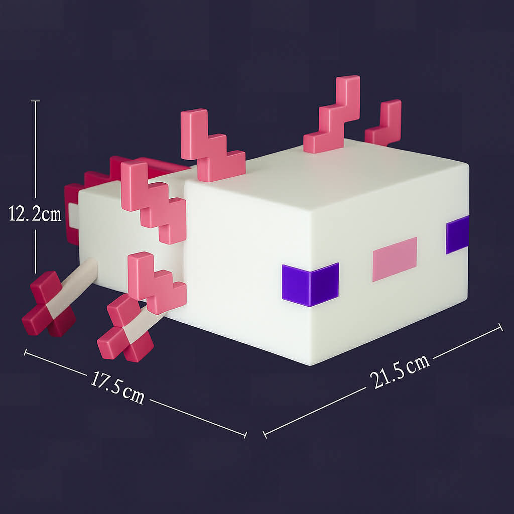 Pixel Axolotl Glow – Soft-Pink LED Voxel Lamp